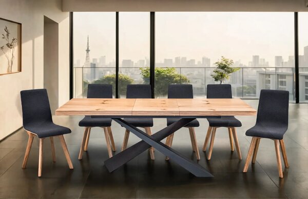 Stół Loft Top 160/90 + 2 x 40 cm + 6 Krzeseł Luka