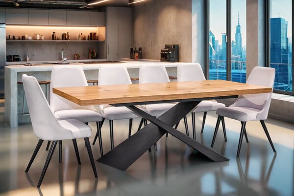Stół Loft Top 160/90 + 2 x 40 cm + 6 Krzeseł Olo