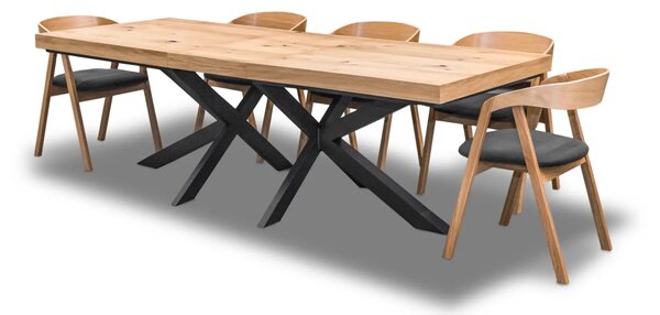 Stół Loft Top 160/90 + 2 x 40 cm + 6 Krzeseł dębowych X1