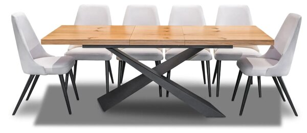 Stół Loft Top 160/90 + 2 x 40 cm + 6 Krzeseł Olo
