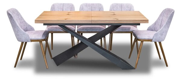 Stół Loft Top 160/90 + 2 x 40 cm + 6 Krzeseł Tokyo