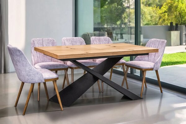 Stół Loft Top 160/90 + 2 x 40 cm + 6 Krzeseł Tokyo