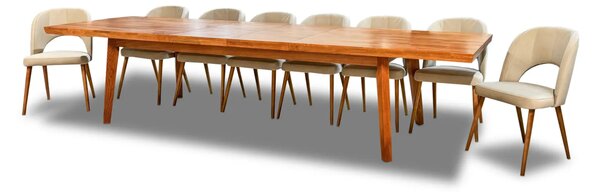 Stół rozkładany, stół lite drewno 250/100 + 3×50 cm LUIS w stylu LOFT + 10 krzeseł KW112