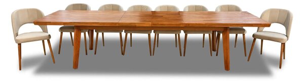 Stół rozkładany, stół lite drewno 250/100 + 3×50 cm LUIS w stylu LOFT + 10 krzeseł KW112