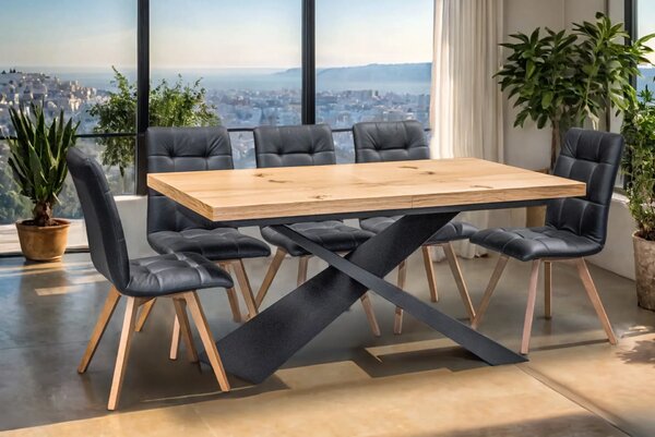 Stół Loft Top 160/90 + 2 x 40 cm + 6 Krzeseł KW110