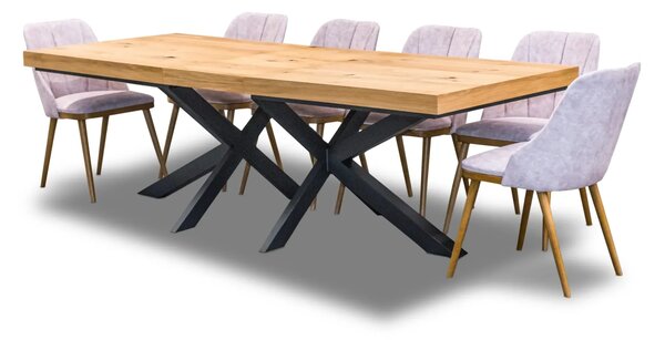 Stół Loft P2 400 cm rozkładany 100×200 + 4×50 cm + 6 krzeseł Tokyo