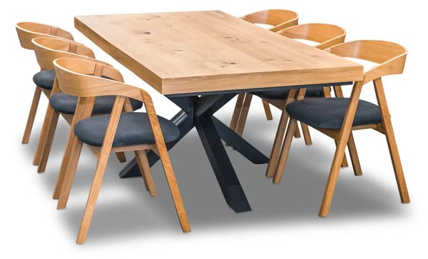 Stół Loft P2 400 cm rozkładany 100×200 + 4×50 cm + 6 Krzeseł dębowych X1