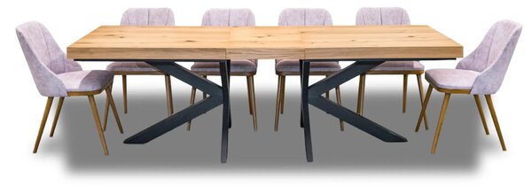 Stół Loft P2 400 cm rozkładany 100×200 + 4×50 cm + 6 krzeseł Tokyo