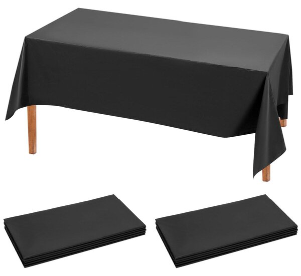 Czarne obrusy plastikowe, 10 sztuk, wymiary 274 x 137 cm, wodoodporne, idealne na imprezy