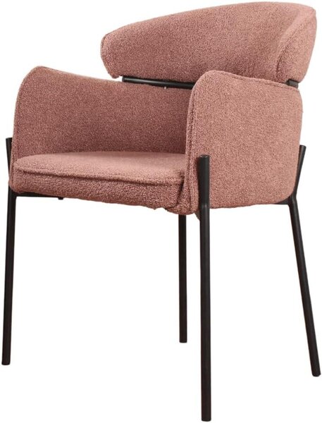 Krzesło do jadalni, obite tkaniną bouclé w kolorze rdzy, nowoczesny design, 1 sztuka, przeznaczone do jadalni