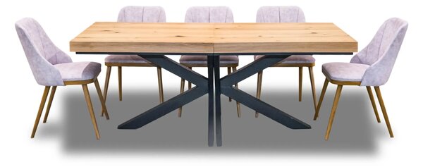 Stół Loft P2 400 cm rozkładany 100×200 + 4×50 cm + 6 krzeseł Tokyo