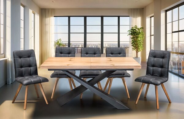 Stół Loft Top 160/90 + 2 x 40 cm + 6 Krzeseł KW110