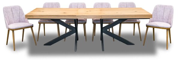 Stół Loft P2 400 cm rozkładany 100×200 + 4×50 cm + 6 krzeseł Tokyo