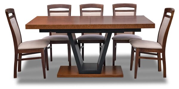 Stół rozkładany SJ80 160/90 + 2×40 cm + 6 krzeseł Syriusz