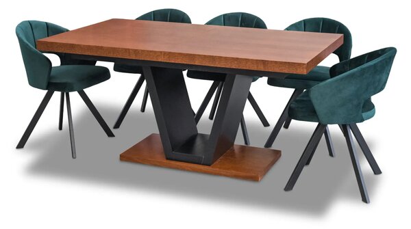 Stół SJ80 160/90 + 2×40 cm wkładka + 6 krzeseł obrotowych Kori
