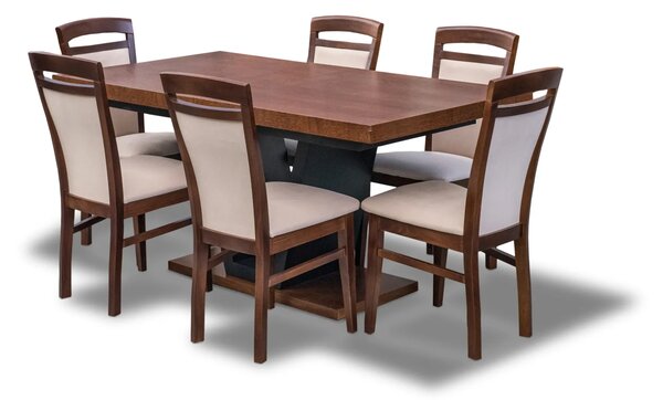Stół rozkładany SJ80 160/90 + 2×40 cm + 6 krzeseł Syriusz