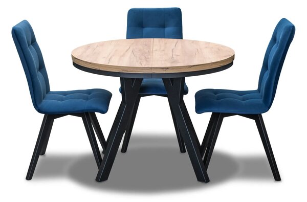 Stół Loft Dąb Artisan Fi 100 + 2 x 50 cm wkładki + 4 krzesła Kw110