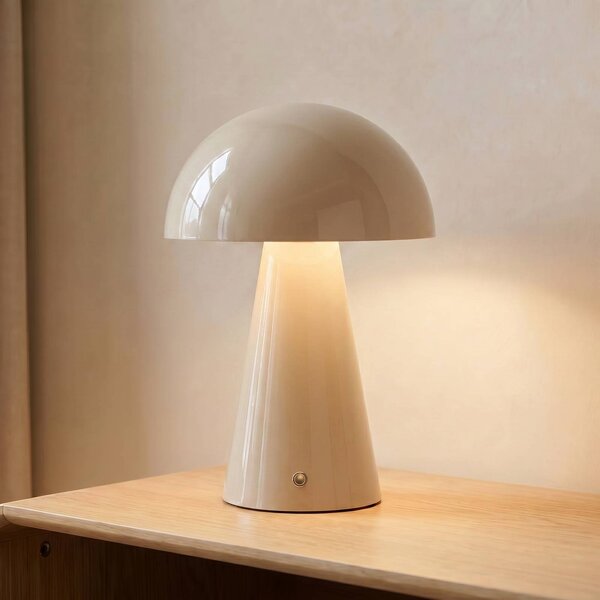 Lampa stołowa LED Nevijo Lindby, możliwość ściemniania, kremowy / amber, salon / jadalnia, metal, nowoczesny