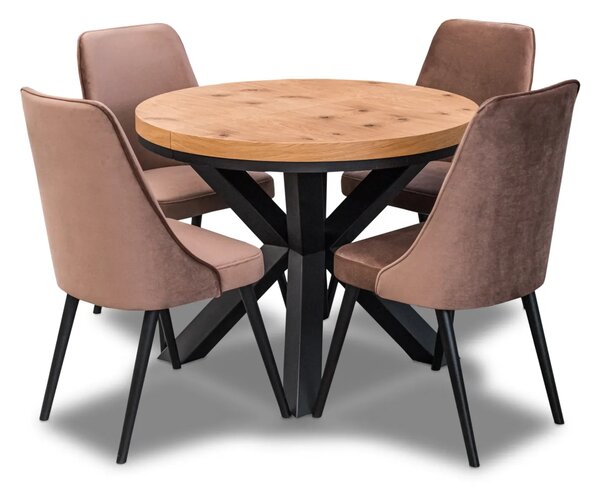 Stół loft x fi 100 + 2x50 + 4 krzesła Olo