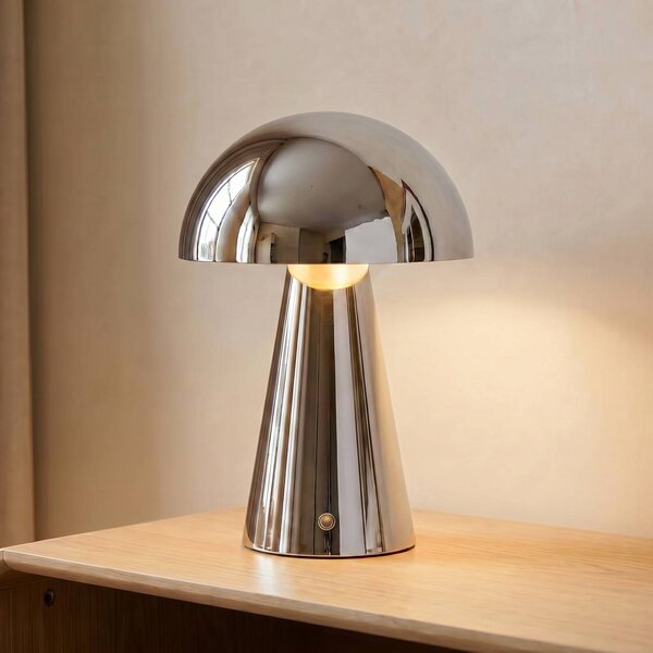 Lampa stołowa LED Nevijo Lindby, możliwość ściemniania, chromowy / srebrny, salon / jadalnia, metal, nowoczesny