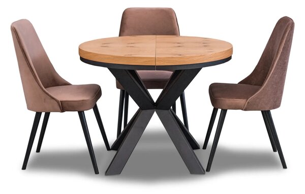 Stół loft x fi 100 + 2x50 + 4 krzesła Olo