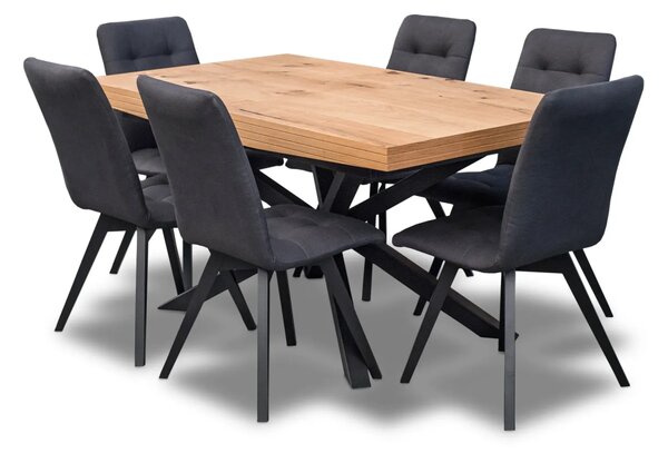 Stół SJ50 rozkładany 160x90 + 2x40 +6 krzeseł KW110