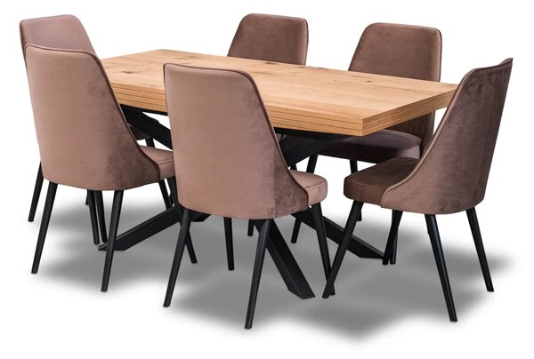 Stół SJ50 rozkładany 160x90 + 2x40 + 6 krzeseł Olo