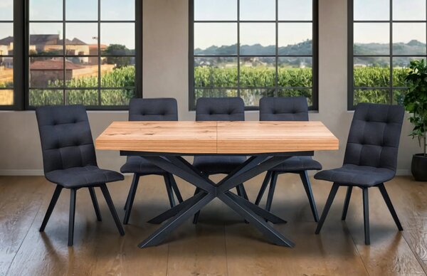 Stół SJ50 rozkładany 160x90 + 2x40 +6 krzeseł KW110