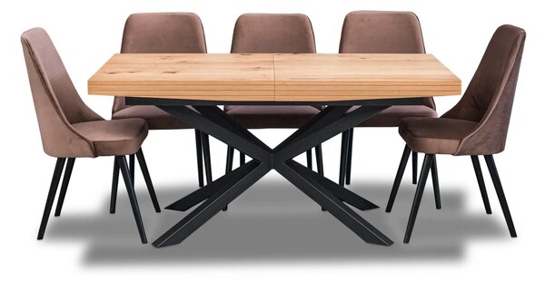 Stół SJ50 rozkładany 160x90 + 2x40 + 6 krzeseł Olo