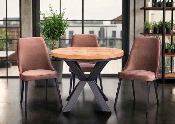 Stół loft x fi 100 + 2x50 + 4 krzesła Olo