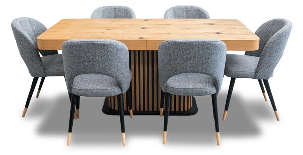 Stół Lamel 180/90 + 2 wkładki po 40 cm + 6 krzeseł KW112