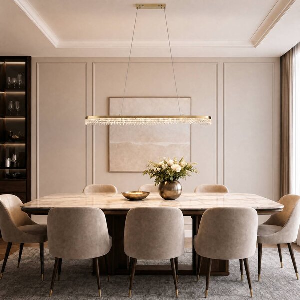 Lampa wisząca Preciosa Milagro Lighting, mosiężny / złoty, salon / jadalnia, metal, nowoczesny