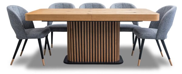 Stół Lamel 180/90 + 2 wkładki po 40 cm + 6 krzeseł KW112