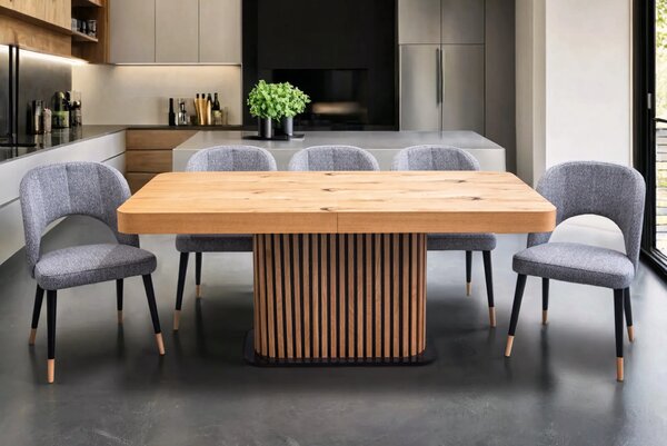 Stół Lamel 180/90 + 2 wkładki po 40 cm + 6 krzeseł KW112