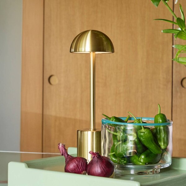 Hübsch Lampa stołowa LED na baterię Taten, w kolorze mosiądzu, wysokość 30 cm, metalowa możliwość ściemniania, mosiężny / złoty, metal, nowoczesny