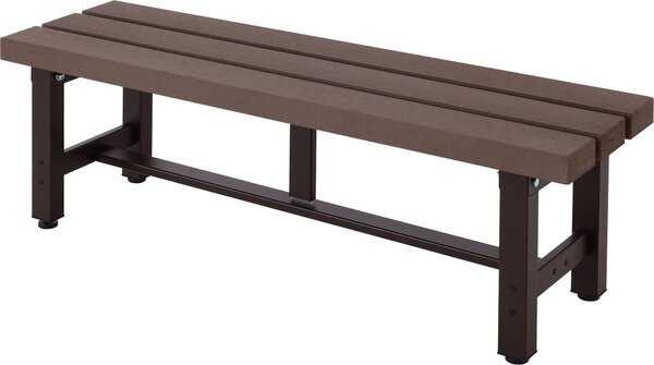 Aluminiowa ławka ogrodowa HWC-K60, ławka parkowa ławka balkonowa, odporna na warunki atmosferyczne WPC 120cm, brązowa