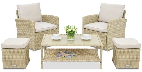 Meble ogrodowe Monaco Terrace + 2 pufy Garden Point beżowe
