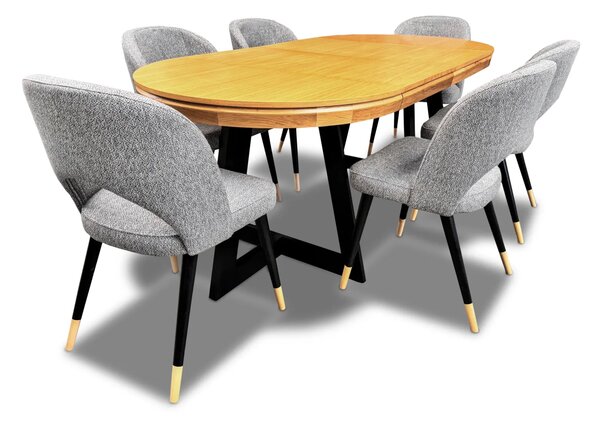 Stół Loft IV 100 cm 2 wkładki 50 cm + 6 krzeseł KW112