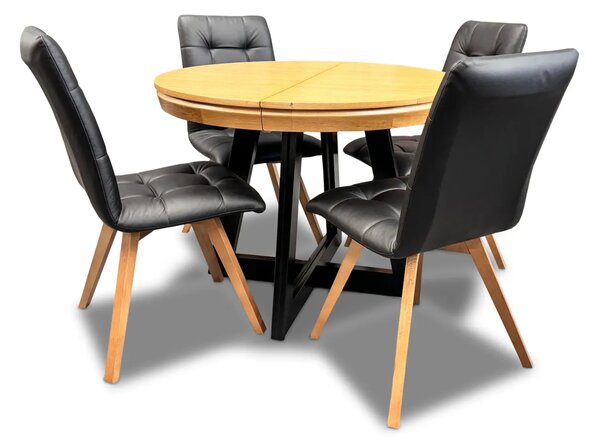 Stół Loft IV + 4 krzesła KW110 skóra naturalna