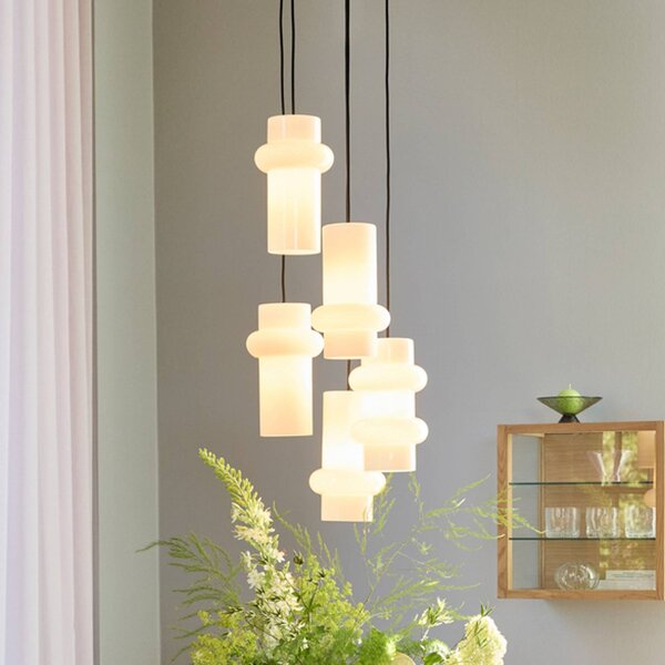 Hübsch Lampa wisząca Pilule Up, możliwość ściemniania, biały / opal, salon / jadalnia, szkło, skandynawski