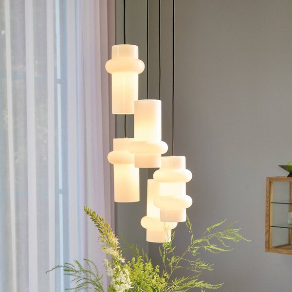 Hübsch Lampa wisząca Pilule Up, możliwość ściemniania, biały / opal, salon / jadalnia, szkło, skandynawski