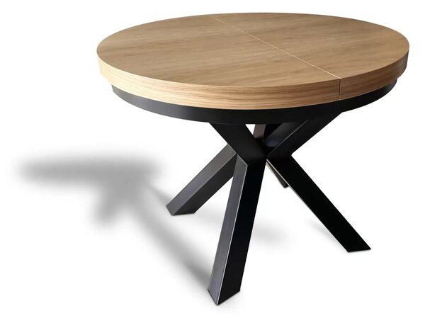 Stół LOFT X FI 100cm + 2x50cm+ 4 krzesła Olo z przeszyciami