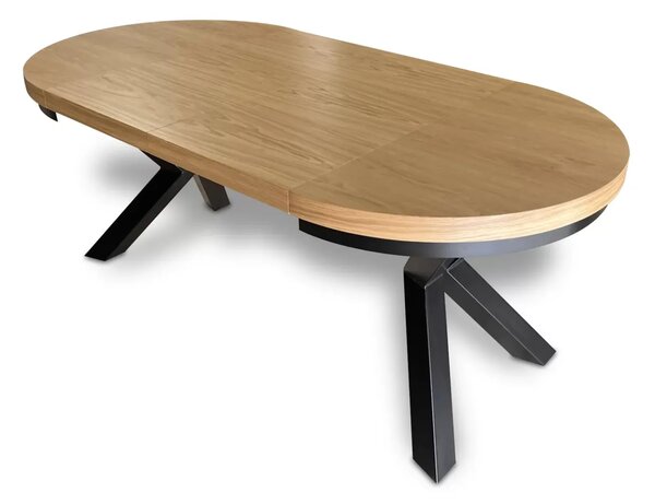 Stół LOFT X FI 100cm + 2x50cm+ 4 krzesła Olo z przeszyciami