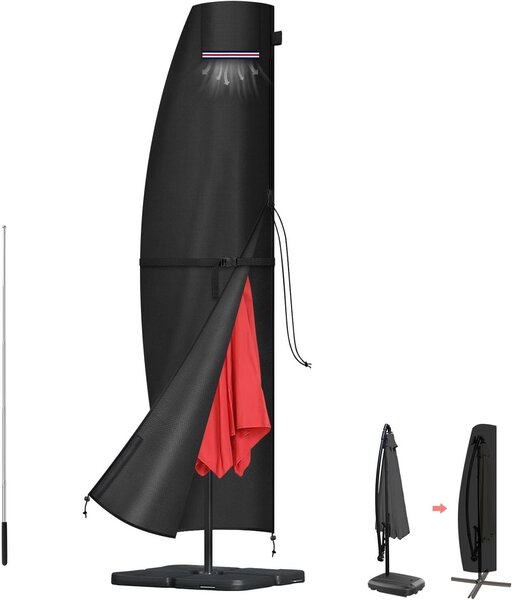 Osłona ochronna na parasol ogrodowy o średnicy do 300 cm, wykonana z materiału Oxford 420D, wodoodporna, z ochroną UV