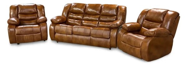 Skórzany komplet wypoczynkowy 3+1+1 Borys 2 x Funkcja Relax 100% Skóra naturalna