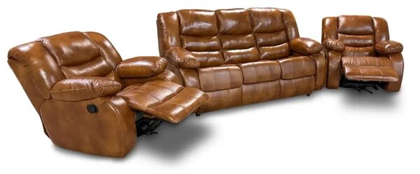 Skórzany komplet wypoczynkowy 3+1+1 Borys 2 x Funkcja Relax 100% Skóra naturalna