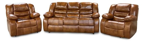 Skórzany komplet wypoczynkowy 3+1+1 Borys 2 x Funkcja Relax 100% Skóra naturalna