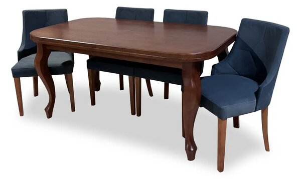 Stół Ludwik rozkładany 180/90 + 2 x 45 cm + 6 krzeseł KW100
