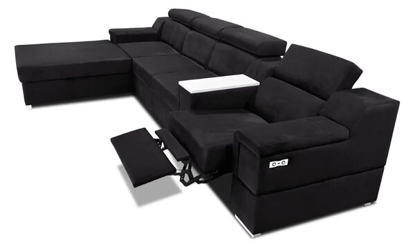 Narożnik rozkładany, kanapa narożna 350/200 cm Jumbo II + Fotel z relaxem elektrycznym TKANINA PREMIUM