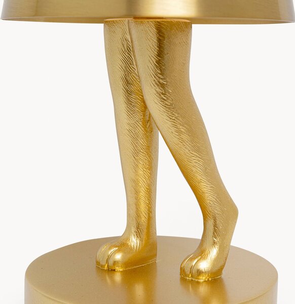 KARE Lampa stołowa LED Animal Rabbit na akumulator, złota, IP54, 29 cm Rabbit, możliwość ściemniania, mosiężny / złoty, salon / jadalnia, tworzywo sztuczne, design